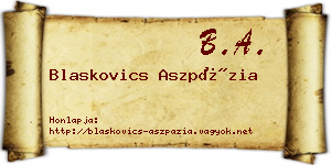 Blaskovics Aszpázia névjegykártya
